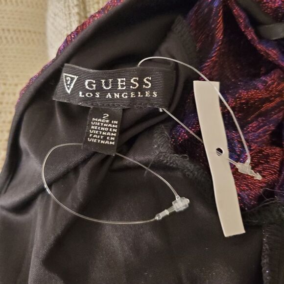 NEW -GUESS Metallic Long Sleeve Bodycon Mini Dress - Picture 10 of 12